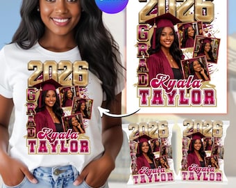 Graduation T Shirt  2026,Senior Class Shirt Templates, Grad PNG, Photo Collage, Bootleg Rap Tee, Canva Editable, Digital Download