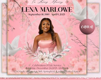Memorial Funeral Announcement Flyer, Funeral Announcement Template, Funeral Memorial Announcement Flyer, Rest In Peace Flyer, Canva Editable