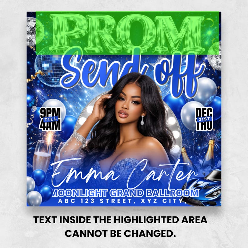 Prom Send off Flyer, DIY Prom Flyer, Prom Canva Template, Prom Send Off ...