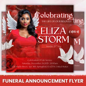 Memorial Funeral Announcement Flyer, Funeral Announcement Template, Funeral Memorial Announcement Flyer, Rest In Peace Flyer, Canva Editable