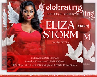 Memorial Funeral Announcement Flyer, Funeral Announcement Template, Funeral Memorial Announcement Flyer, Rest In Peace Flyer, Canva Editable