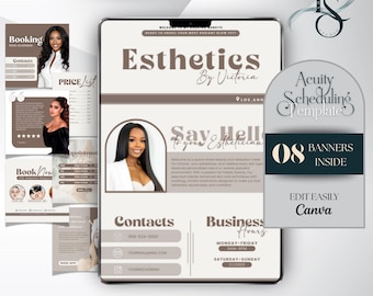Esthetician Acuity Scheduling Template, Esthetician Acuity Booking Site, Website Template, Acuity Esthetician Schedule, Canva Editable