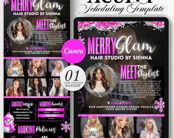 Christmas Editable Acuity Template, Hair Stylist Acuity Scheduling Template, Hair Stylist Branding, Hair Stylist Website, Canva Templates