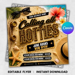 June Booking Flyer, Calling All Hotties, Canva Editable New Client Flyer, Hair Nail Lash Makeup, Summer Instant Download
June Booking Flyer, Calling All Hotties, New Client Hair Nail Lash Makeup Flyer, Editable Canva Template, Instant Download
June Booking Flyer, Calling All Hotties, Canva Editable New Client Flyer, Hair Nail Lash Makeup, Summer Instant Download