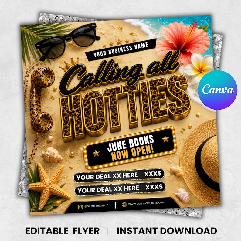 June Booking Flyer, Calling All Hotties, Canva Editable New Client Flyer, Hair Nail Lash Makeup, Summer Instant Download
June Booking Flyer, Calling All Hotties, New Client Hair Nail Lash Makeup Flyer, Editable Canva Template, Instant Download
June Booking Flyer, Calling All Hotties, Canva Editable New Client Flyer, Hair Nail Lash Makeup, Summer Instant Download