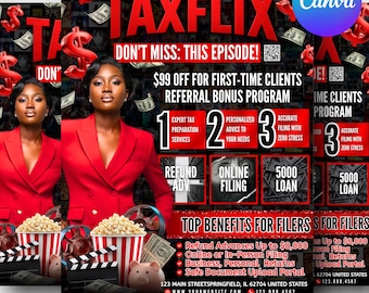 Taxflix Flyer For Tax Season, Modern Tax Prep Flyer, Editable Tax Refund Preparation, Accountant Marketing Flyer, Canva Tax Business Flyer