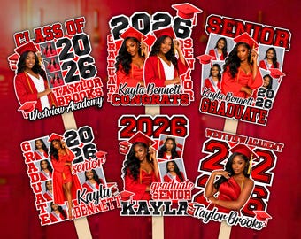 Class of 2026 Graduation Fan Template, Editable Senior Photo Grad Fan, High School College Program Digital Canva Template Custom Favors DIY