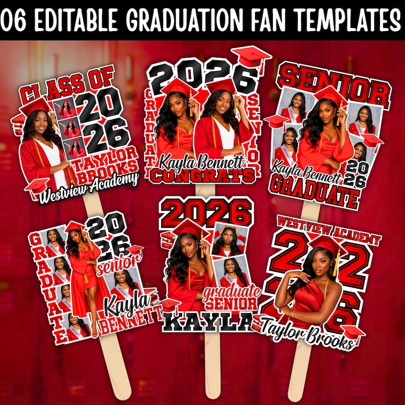 Class of 2026 Graduation Fan Template, Editable Senior Photo Grad Fan ...
