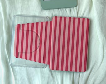 Funda magnética desmontable para Kindle con parte trasera transparente, funda para Kobo con rayas rosas, funda para Kindle, funda para Kobo Clara/Libra, regalo minimalista para amantes de los libros.