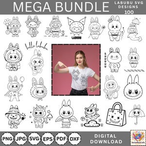 Labubu Designs Svg Png Bundle, Svg, Labubu Png Svg, Vector Digital File for Cricut, Laser Cut Labubu, Instant Download, Labubu Character