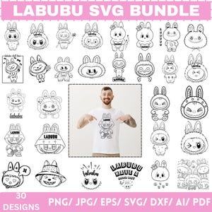 Labubu Designs Svg Bundle, Labubu Png,  Labubu shirt design, Labubu vector, Labubu character, labubu clipart, cartoon character, labubu