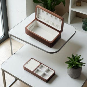 Luxury Wooden Jewelry Box Organizer with Velvet Lining – Ring, Earring, Necklace Storage Display Case for Women, Travel Gift Idea