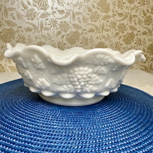 Westmoreland Milk Glass Bowl in Paneled Grape Pattern