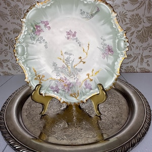 Antique Limoges Gilded Floral Plate – Hand-Painted A.K. CD Porcelain, Late 1800s