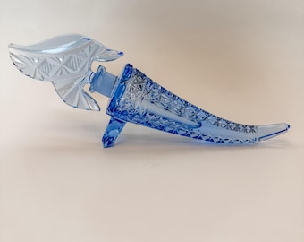 Vintage Czech Blue Cut Crystal Perfume Bottle with Stopper – Mid-20th Century
