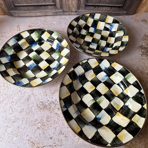 MacKenzie-Childs Courtly Check Bowls – Aurora NY 1995 – Rare Vintage Hand Painted Bowls – Sold Individually