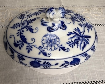 Antique Meissen Blue Onion Tureen Lid: German Porcelain Replacement Part
