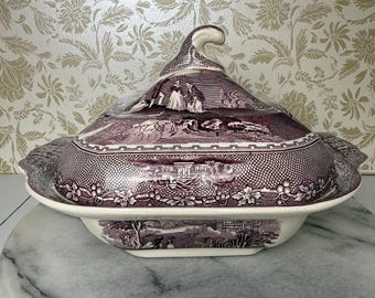 Royal Staffordshire "Jenny Lind" Tonquin Pattern Tureen – Mid-to-Late 19th Century Commemorative Transferware
