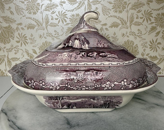 Royal Staffordshire “Jenny Lind” Tonquin Pattern Tureen – Mid-to-Late 19th Century Commemorative Transferware