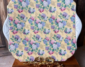 Vintage Shelley "Summer Glory" Cake Plate, Floral Bone China Serving Plate with Handles, English Tea Party Dessert Plate, Cottagecore Decor