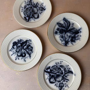 Flow Blue Fruit Plates | Petrus Regout, Dutch Transferware Set