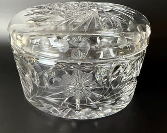 Vintage Cut Crystal Lidded Jar: Floral Starburst Jewelry Box