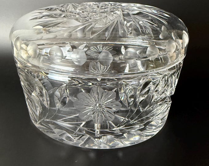 Vintage Cut Crystal Lidded Jar: Floral Starburst Jewelry Box