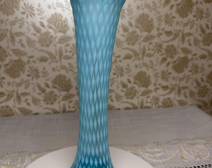 Antique Northwood Aqua Opalescent Swung Vase: Early 20th Century Art Glass