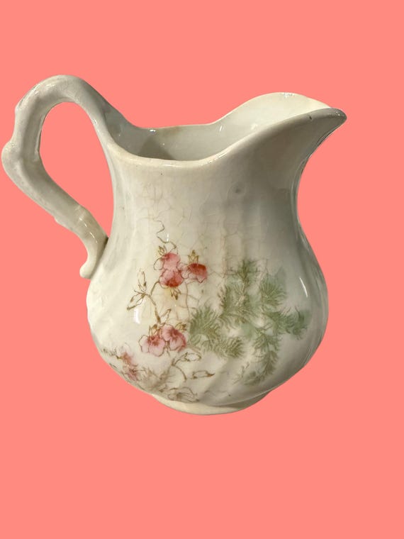 Antique American China Co. Semi-Porcelain Creamer – Hand-Decorated Floral, Circa 1900