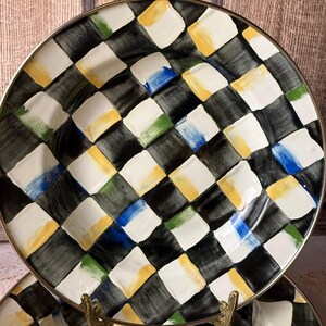 MacKenzie-Childs Courtly Check Bowls – Aurora NY 1995 – Rare Vintage Hand Painted Bowls – Sold Individually