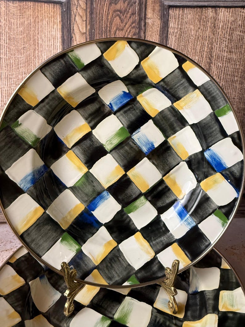 MacKenzie-Childs Courtly Check Bowls – Aurora NY 1995 – Rare Vintage Hand Painted Bowls – Sold Individually