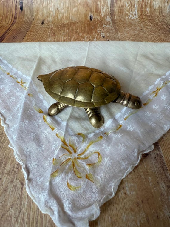 Vintage Brass Turtle Trinket Box
