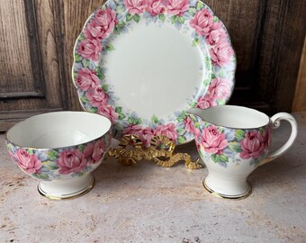 Vintage Royal Standard "Rose of Sharon" Tea Trio – Pink Roses Plate, Teacup & Sugar Bowl | English Bone China Set