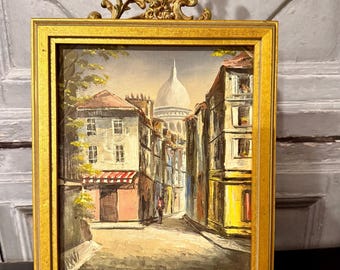 油彩画 パリの街並み サクレ・クール寺院 Burnett作 P10 絵画 フランス