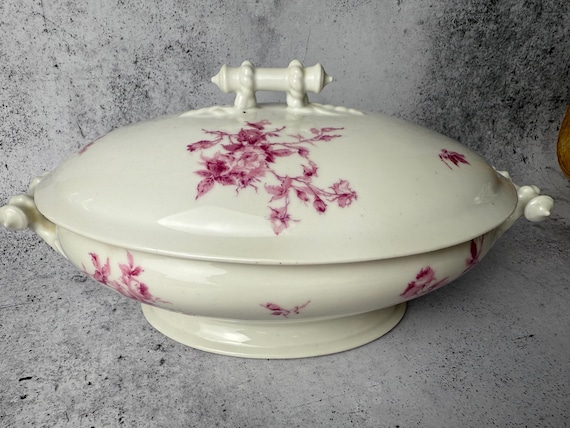 Antique Haviland Limoges Tureen – French Pink Floral Transferware