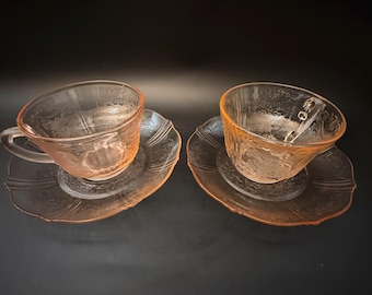 American Sweetheart Pink Depression Glass Cup & Saucer Set by Macbeth-Evans (1930–1936)