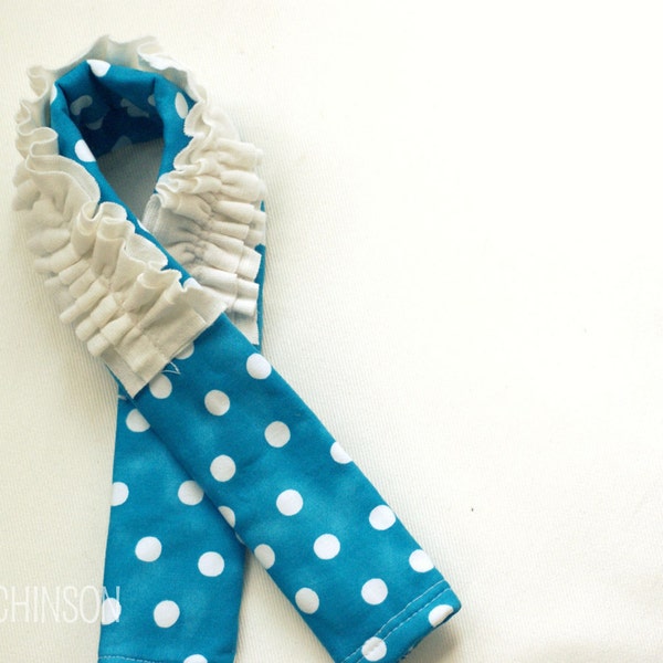 SUMMER SALE Blue Polka Ruffled Camera Strap