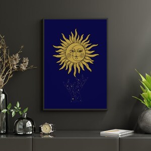 Afdrukbare kunst hemelse maan en ster (set van 5) – wanddecoratie sterrenbeeld – digitale Galaxy-print direct downloaden