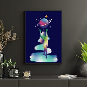 Celestial Moon & Star Women afdrukbare kunst (set van 4) – sterrenbeeld wanddecoratie – Instant download digitale Galaxy Print