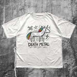 Death Metal Unicorn, Funny Tshirt, Unicorn Shirt, Kidcore Aesthetic, Funny Graphic Tee, Ironic Shirt, Goth Shirt, Heavy Metal Lover