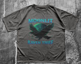 Moonlit Raven Thief Shirt – Gothic Crow T-Shirt, Witchcore Aesthetic Tee, Dark Forest Bird Design, Fantasy Animal Graphic Tee