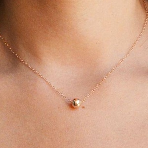 Delicate Gold Necklace, Tiny One Gold Ball Necklace, 18K Gold Vermeil Bead Necklace, Tiny Minimalist Gold Necklace, Classic Bridesmaid Gift