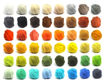 50g / 100g Merino Wool Roving Top Felting Dreads Needle Spinning 48 Colours Available