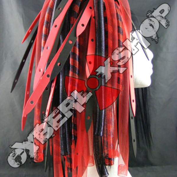 Cyberlox Dread Goth Red Black RedWeb Metallic Hair Falls