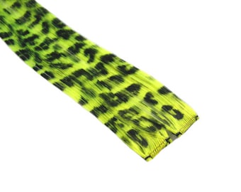 Clip-In 12" Hair Extensions Neon Yellow Leopard Print Emo Scene Extension Rave