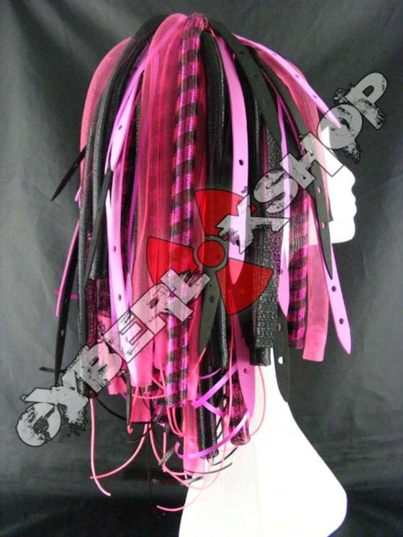 Cyberlox Dread Goth Neon Pink Black Neon PinkWeb Hair Falls image 1