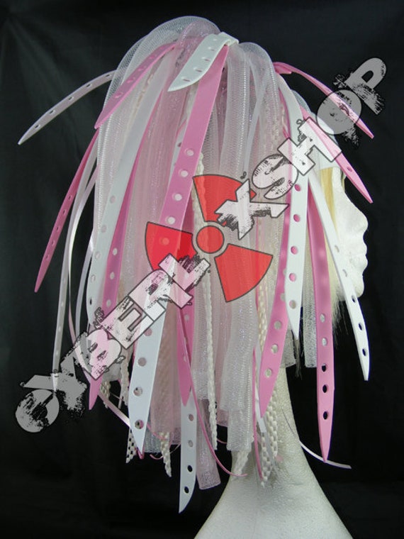Cyberlox Dread Goth Baby Pink White Pinkbleach Hair Falls UK