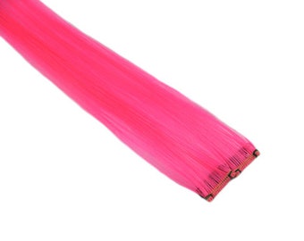 Clip-In 12" Hair Extensions Neon Pink Emo Scene Extension Goth Punk Rave Party