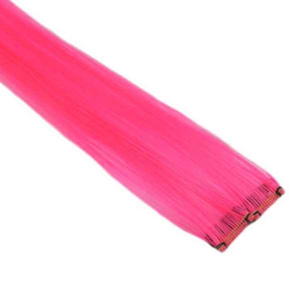 Clip-In 12" Hair Extensions Neon Pink Emo Scene Extension Goth Punk Rave Party