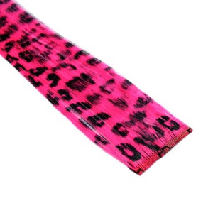 Clip-In 12" Hair Extensions Neon Pink Leopard Print Emo Scene Extension Rave